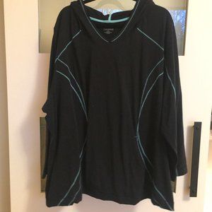 Black Hoodie with Turquoise Piping